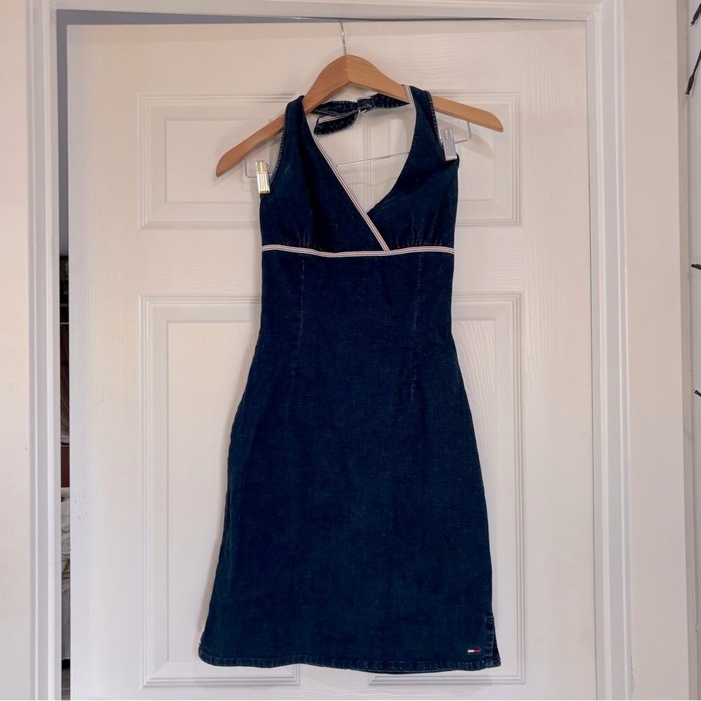 Vintage 2002 Tommy Hilfiger Denim Halter Dress